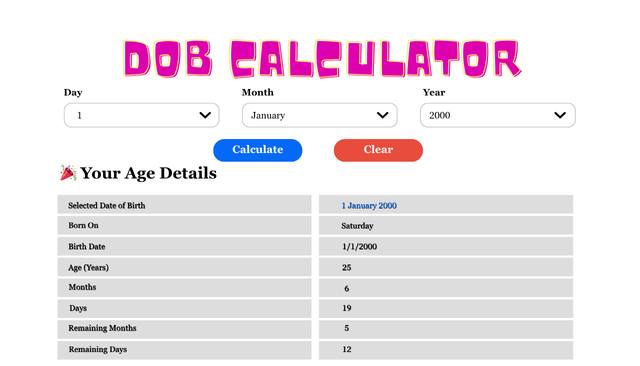 Free DOB Calculator: Calculate Your Exact Age in Seconds